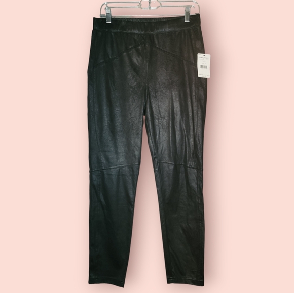 Free People Midnight Vegan Faux Suede Pants Black Pull On Stretch Women's Medium - Picture 1 of 4